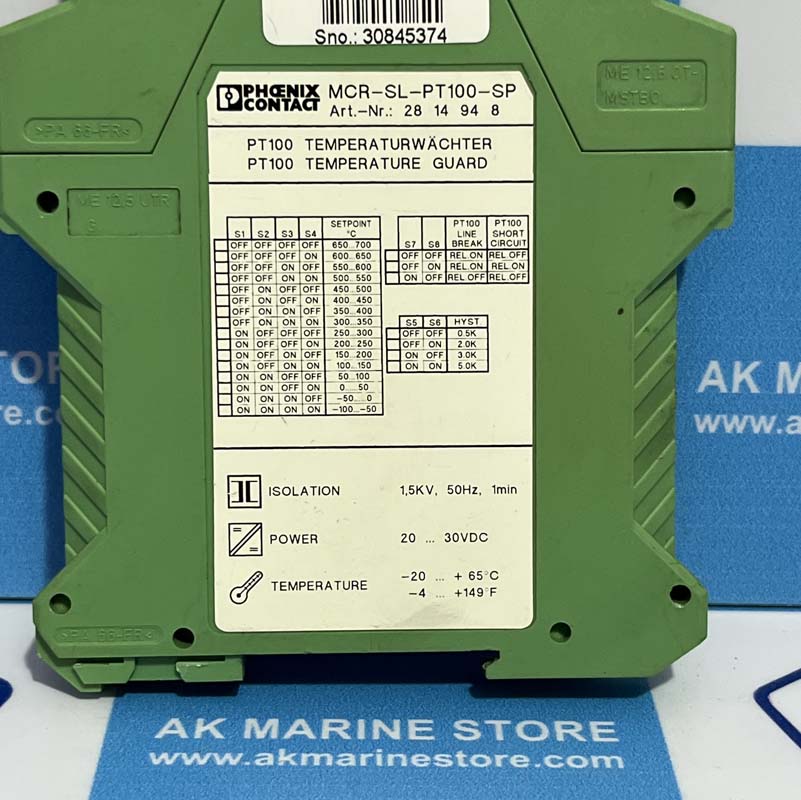 PHOENIX CONTACT MCR-SL-PT100-SP TEMPERATURE RELAY MODULE