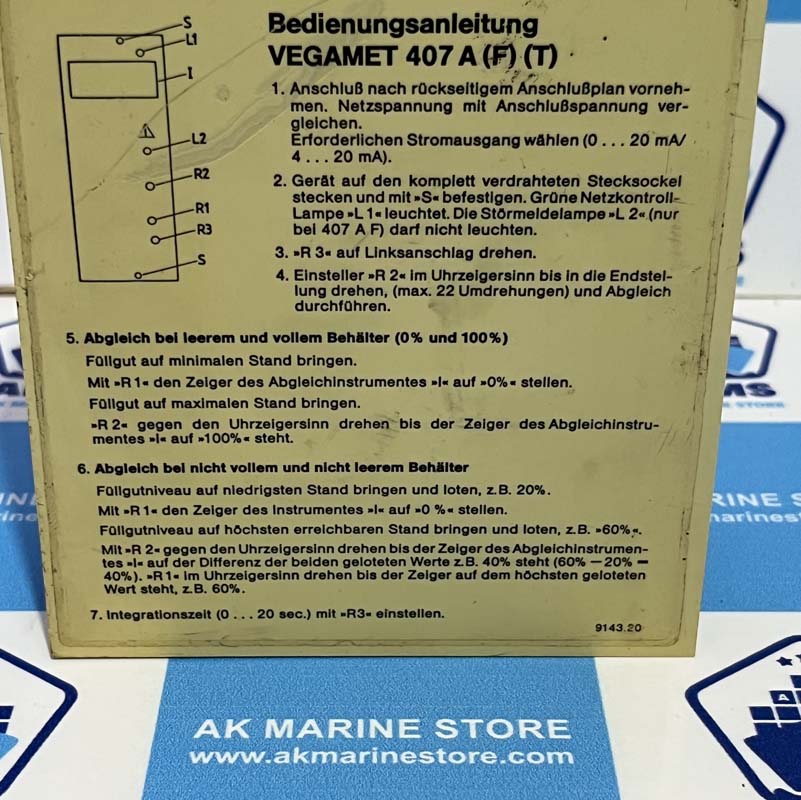 VEGAMET 407 A F T LEVEL INDICATOR