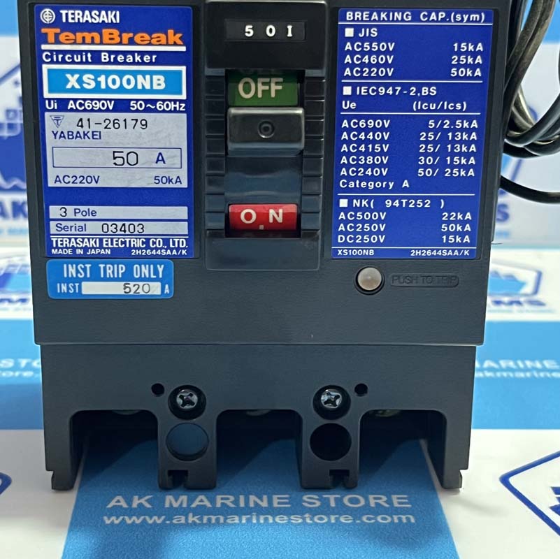 TERASAKI XS100NB 50 AMP CIRCUIT BREAKER
