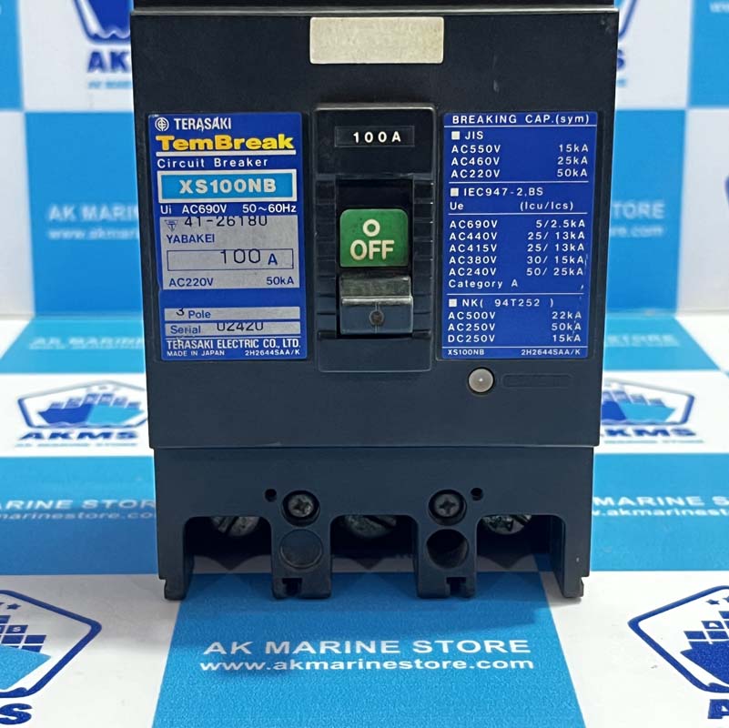 TERASAKI XS100NB 100 AMP CIRCUIT BREAKER-1 TERASAKI XS100NB 100 AMP CIRCUIT BREAKER