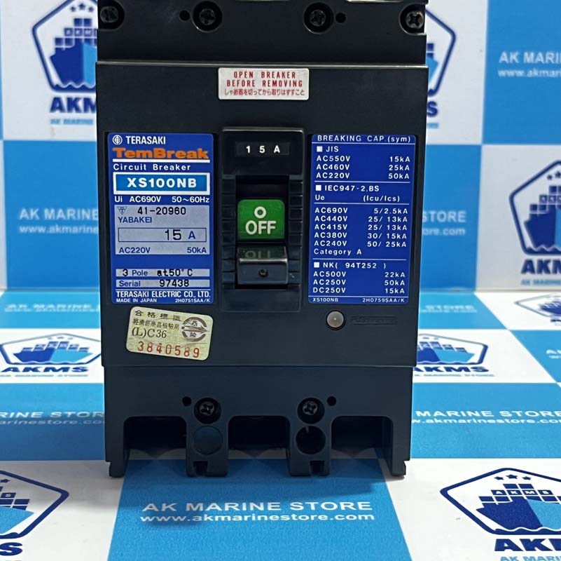TERASAKI XS100NB 15 AMP CIRCUIT BREAKER-1 TERASAKI XS100NB 15 AMP CIRCUIT BREAKER