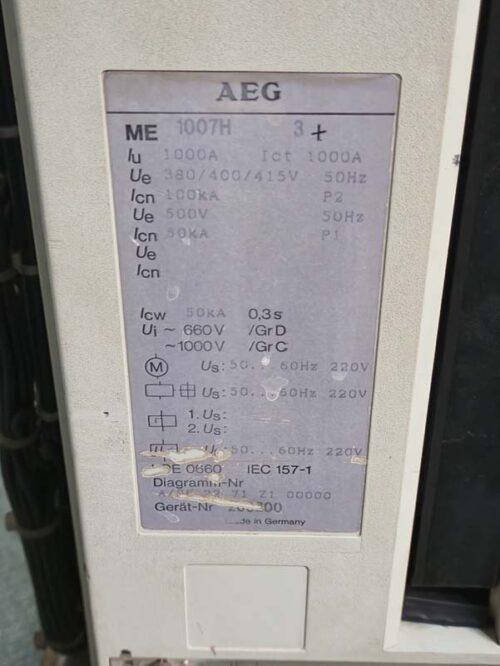 AEG ME1007H AIR CIRCUIT BREAKER 1000A